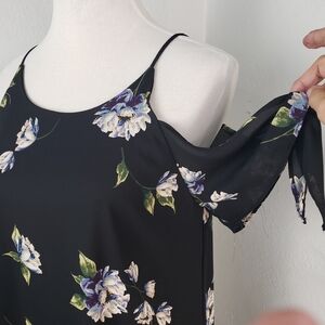 Solgee Black Blue Bohemian Babydoll cold shoulder a-line Whimsey Goth Feminine